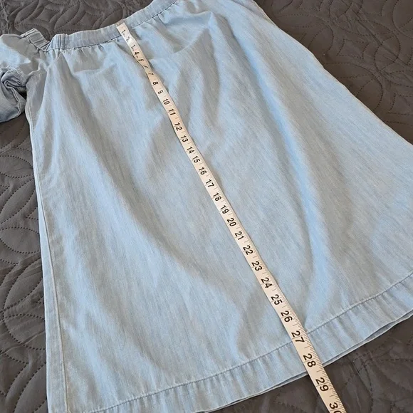 Blue Knee-Length Sundress with Puff Sleeves - Picture 6 of 9